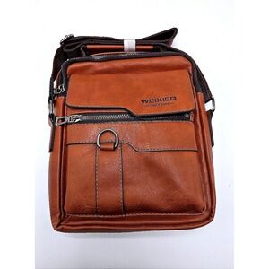 WEIXIER Shoulder Bag Men Brown Leather Crossbody Messenger Travel
